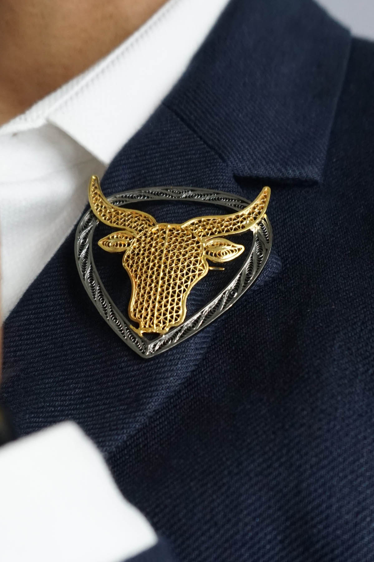 Buy Golden Longhorn Bull Brooch Online